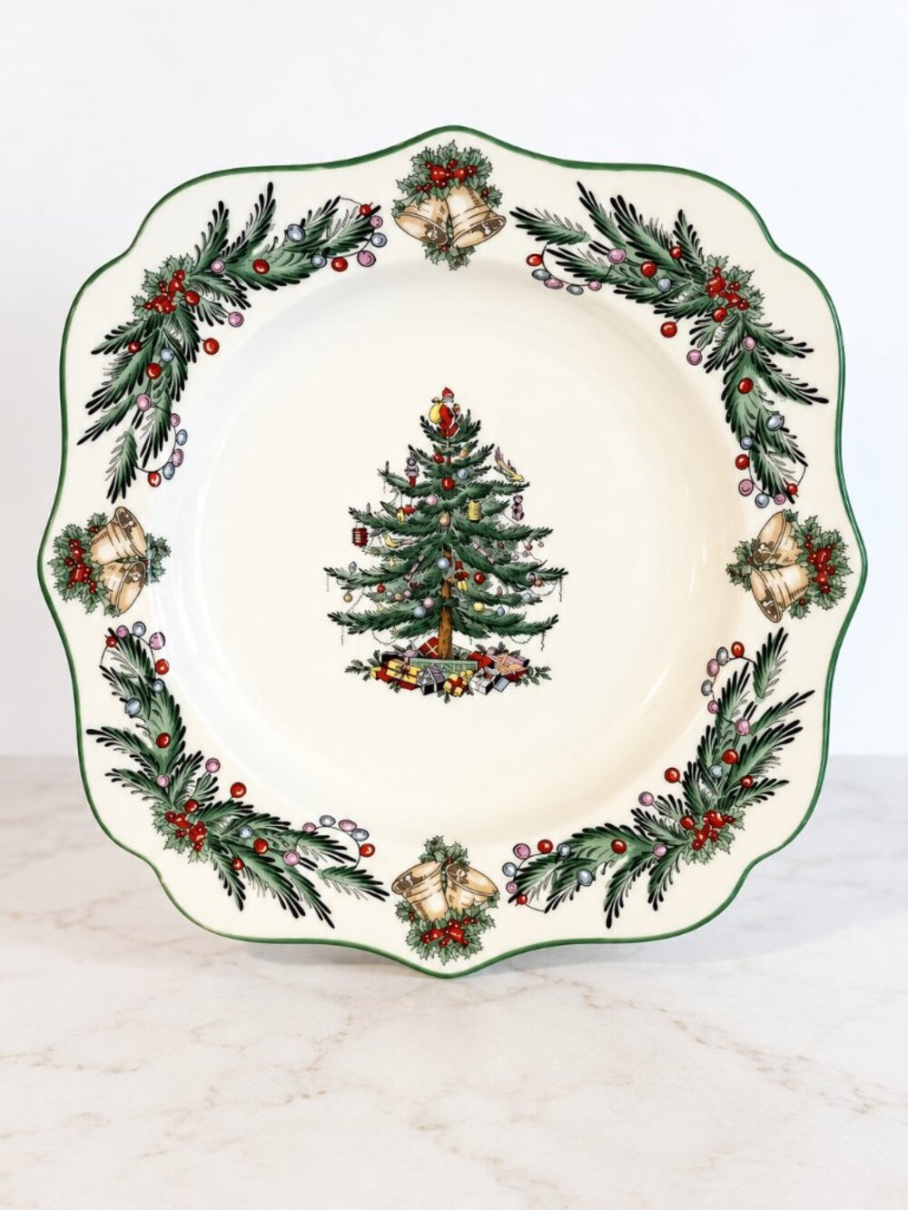 Spode Christmas Tree Garland Square Salad Plate 9" S3324-A8 2005